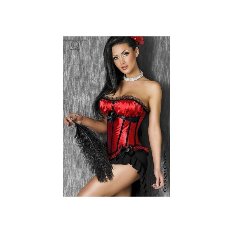 ATRACTIVO CORSET SEXY DE SATEN CON BALLENAS Y LAZOS NEGROS NEGRO