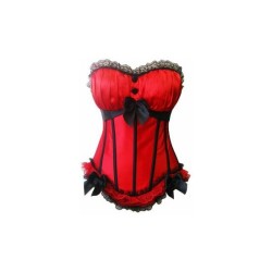 ATRACTIVO CORSET SEXY DE SATEN CON BALLENAS Y LAZOS NEGROS NEGRO