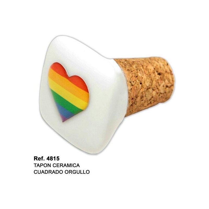 TAPON CERAMICA CORCHO CUADRADO CON BANDERA LGBT