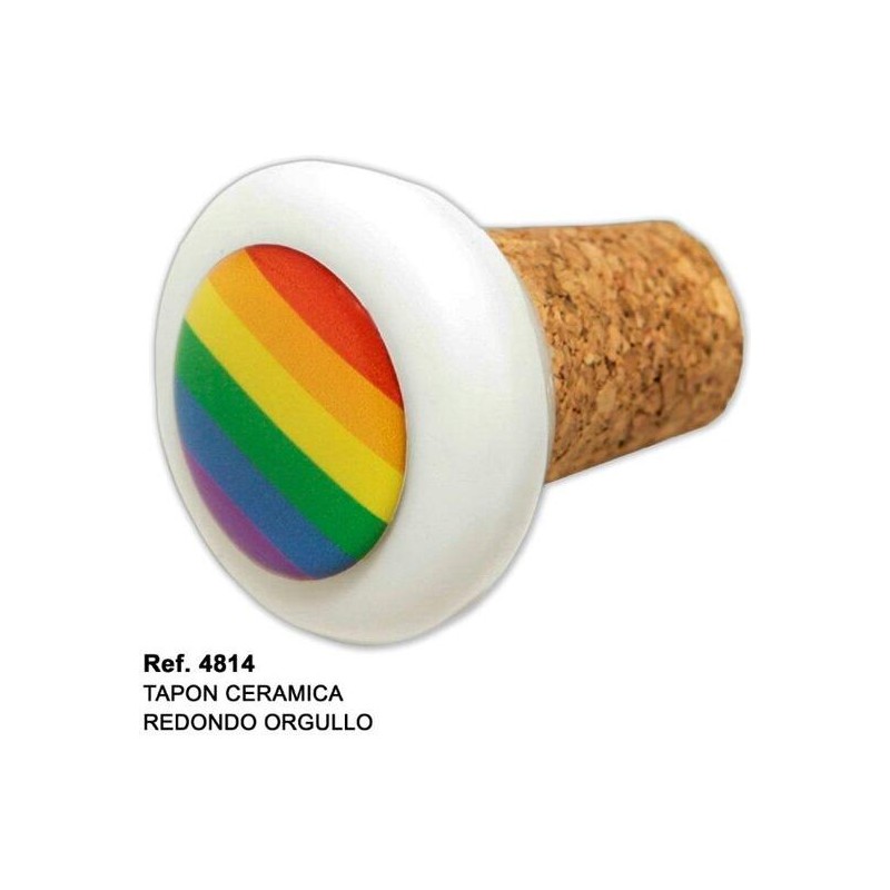 TAPON CERAMICA CORCHO REDONDO CON BANDERA LGBT