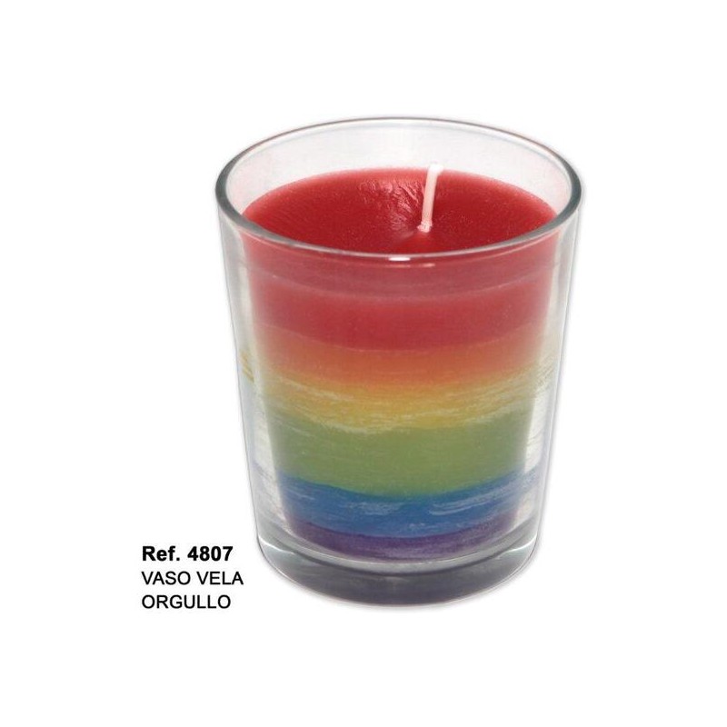 VASO VELA CON LA BANDERA LGBT