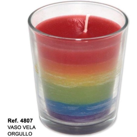 VASO VELA CON LA BANDERA LGBT