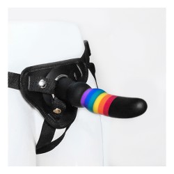 COLOURFUL LOVE STRAP ON SOLID DILDO