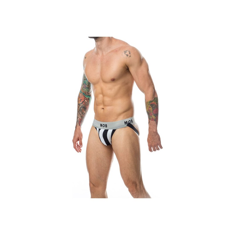 MOB STRIPE CLASSIC JOCK - TANGA BLANCO