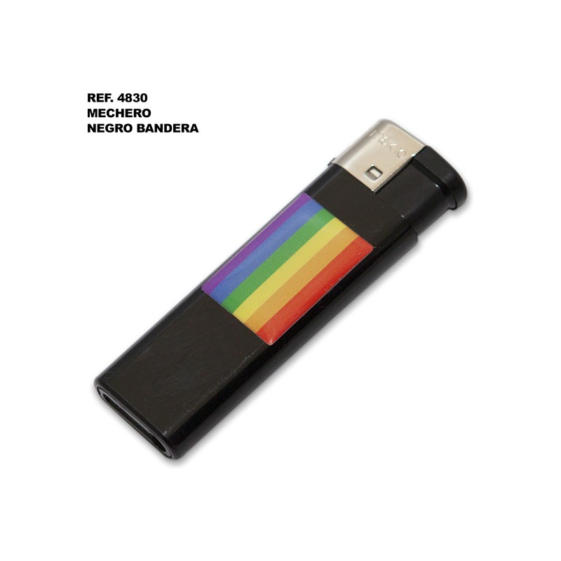 MECHERO ELECTRICO NEGRO CON BANDERA LGBT