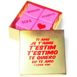 CAJA TE QUIERO IDIOMAS 4 DADOS ROSA